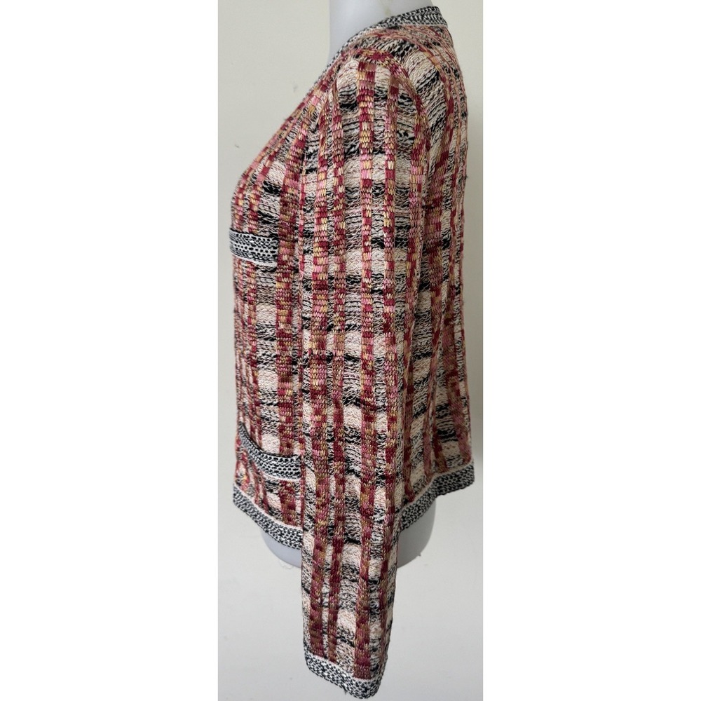 St John Tweed Knit Jacket Textured Full Zip Long Sleeve Womens Size 10 USA Made - Picture 5 of 12